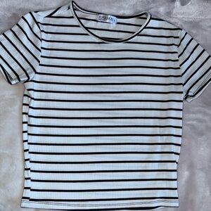 Black and White Striped Crop Top